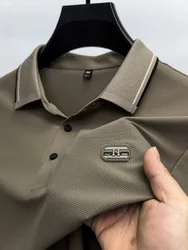 High end brand letter printed short sleeve POLO shirt 2024summer new men's fashionable lapel T-shirt casual comfortable cool top