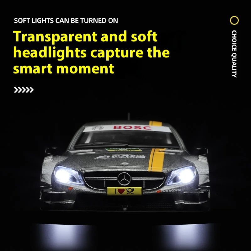 CCA modello di auto in lega AMG C63 DTM in scala 1:32 con azione Pull-Back, giocattolo da corsa per bambini, dettagli sorprendenti, regalo perfetto