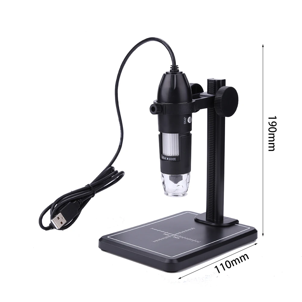 1600X HD Inspection Camera USB Digital Microscope with 8 LED & Lift Stand 2MP Portable Microscopes for  Win10 Win8 Win7