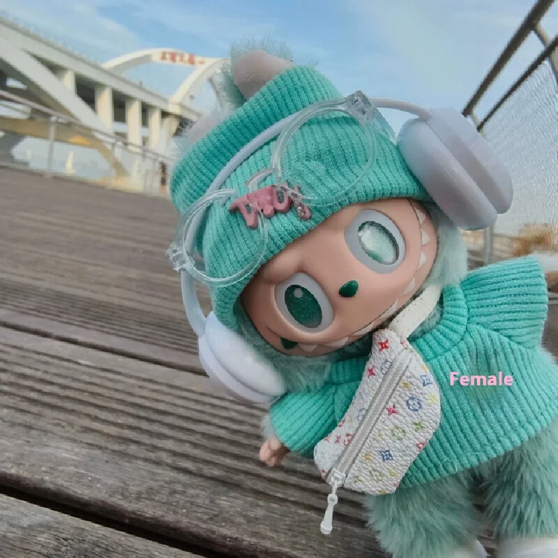 ملابس فقط بدون دمى لملابوبو الجيل الثاني والثالث الأول من ملابس أطفال لابوبو، حقيبة كروس خضراء تحريك على شكل قلب هدية