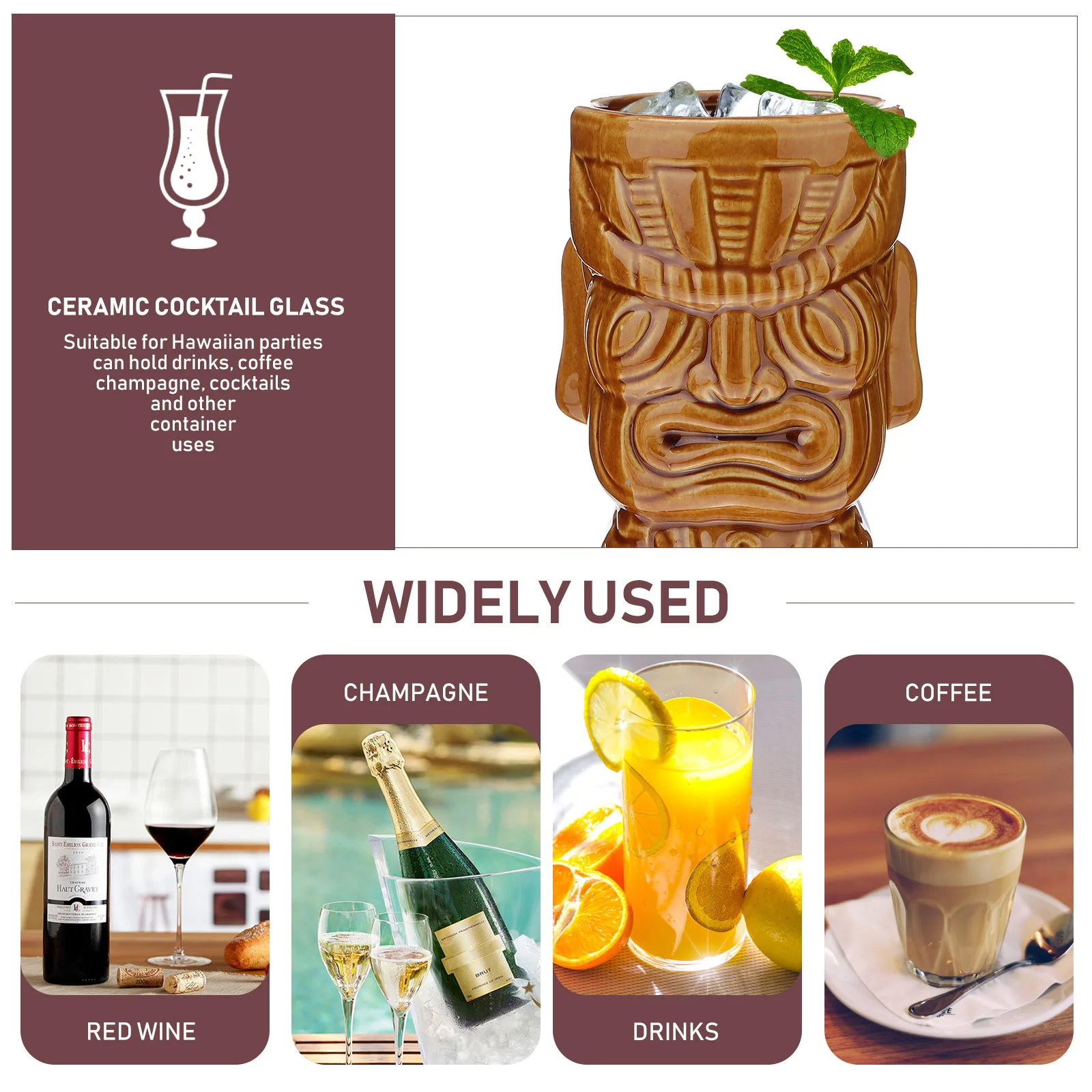 

1Pcs Creative Hawaii Ceramic Cocktail Mug Wine Glass Party Drinkware Exquisite Texture Hawaii Mug Cocktail Glass