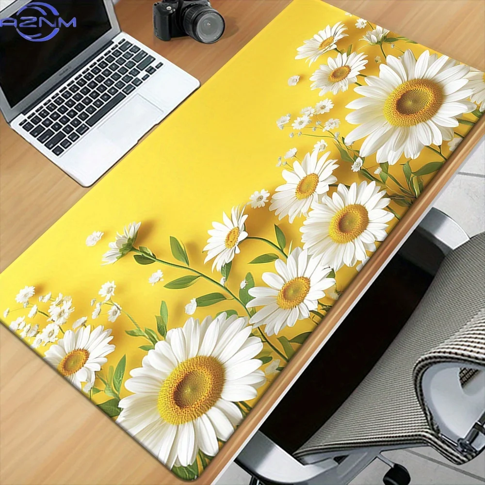 1pc, Chrysanthemum Design, Desk Mat for Gaming, Office Decoration, Non-Slip Rubber Bottom, XXL Mouse Pad for Computers, Multi-Pu