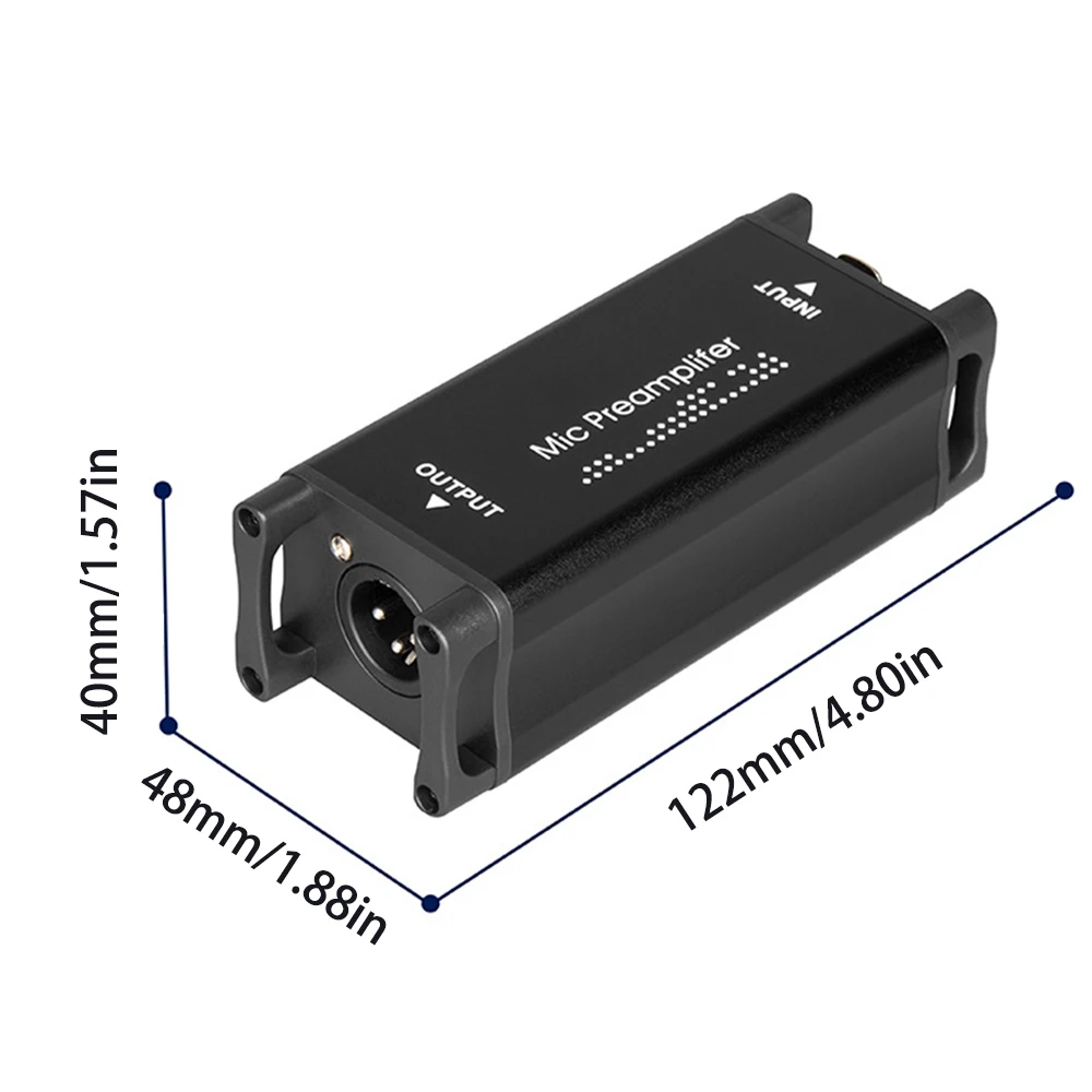 Microphone Preamp Audio Booster Ultra-Clean Gain Dynamic Mic Preamplifier for Studio or Home Recording Livestream Broadcast