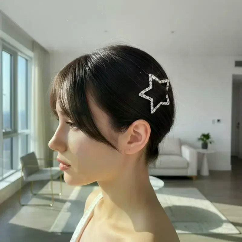 4Pcs Diamond Star Hair Clip With Shiny Rhinestone BB Clip Design Multiple Colors For Daily Wear And Parties Hair Accessory
