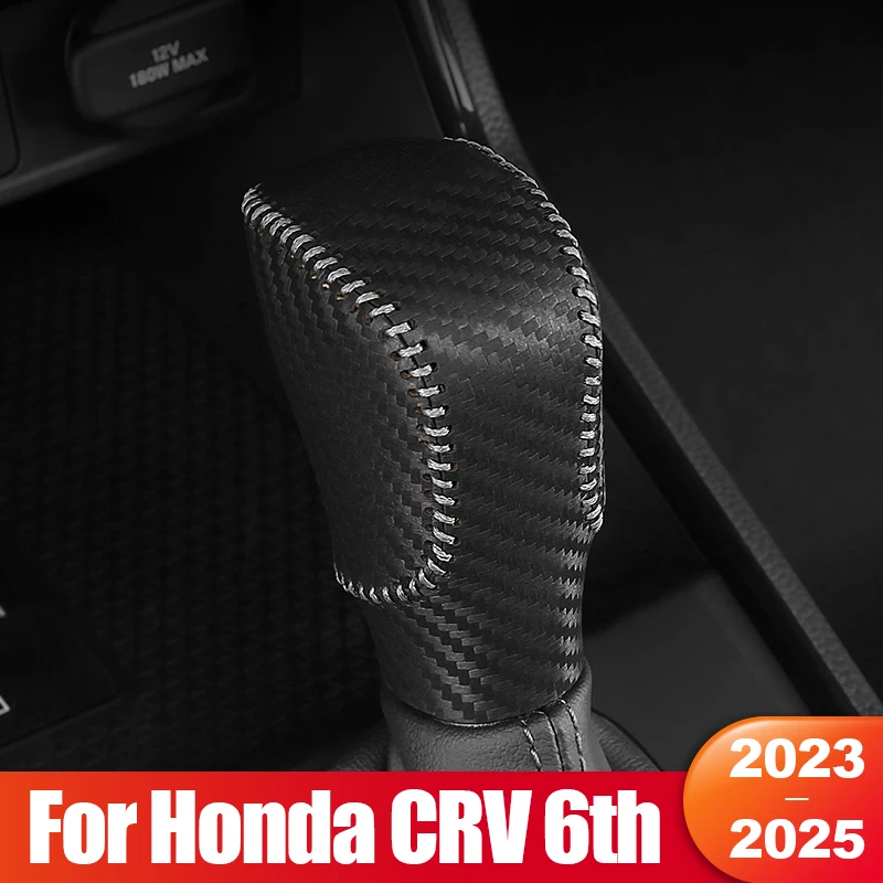 

For Honda CR-V CRV 6th Gen 2023 2024 2025 Hybrid Leather Car Gear Shift Case Automatic Gear Head Shift Knob Cover Accessories