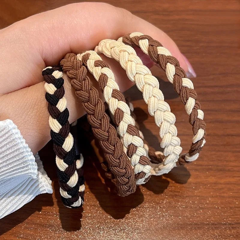 5pcs /set Women Elastic Braided Hair Rubber Band Thick Hair Ties For Girls hairbands bracelet hair rope gum Scrunchie Wholesale