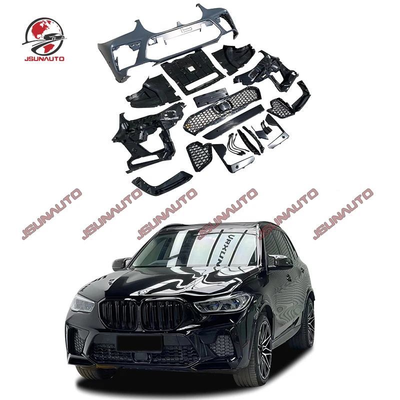 For BMW X5 upgarde to X5M Style Unpainted Front Bumper Side Fenders Diffuser Body Kit Unpainted PP Materia Auto External Trim
