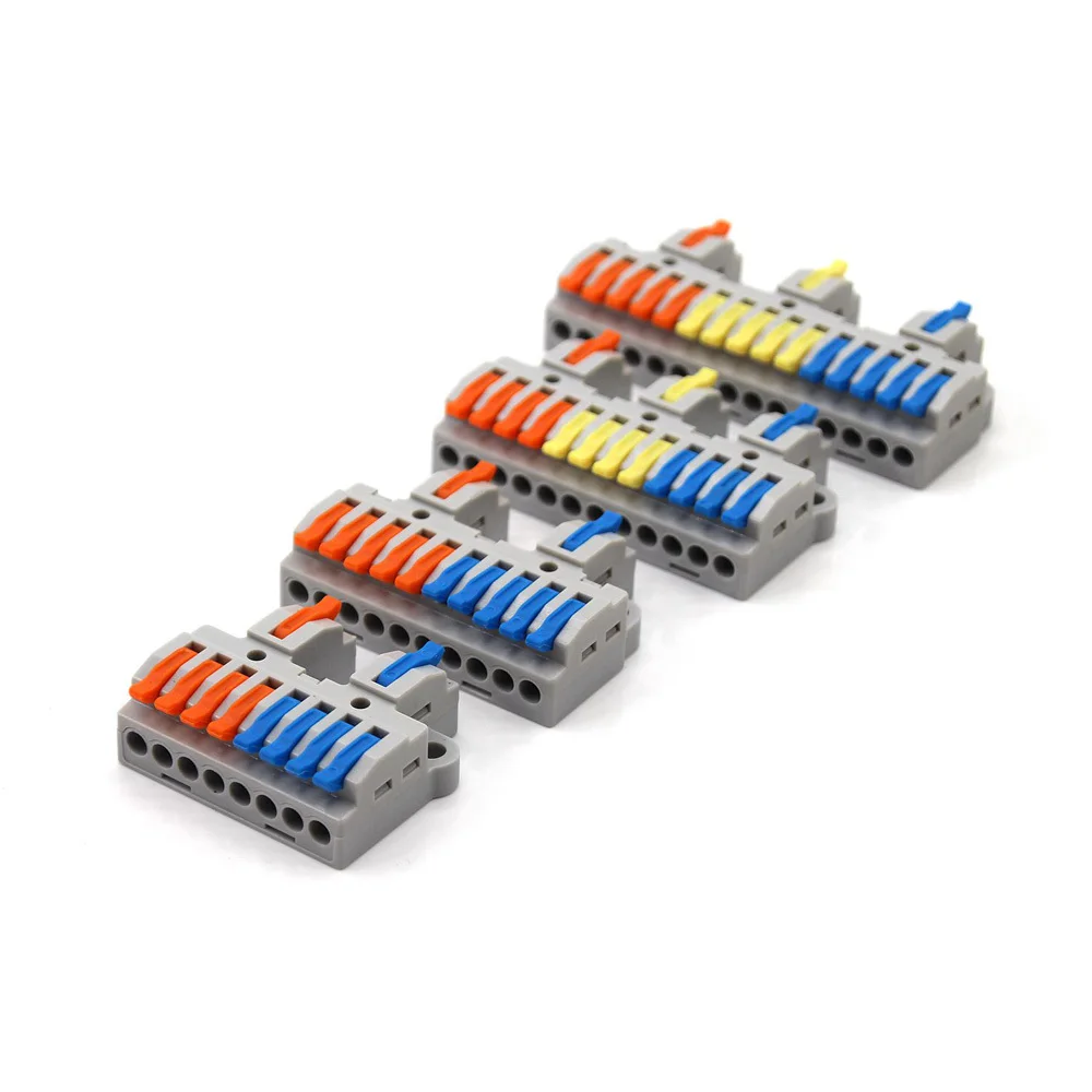 

10PCS Wire Connector Electric Universal Quick Conductor Splitter Push-in LED Cable Terminal Blocks Mountable Rail Junction Box