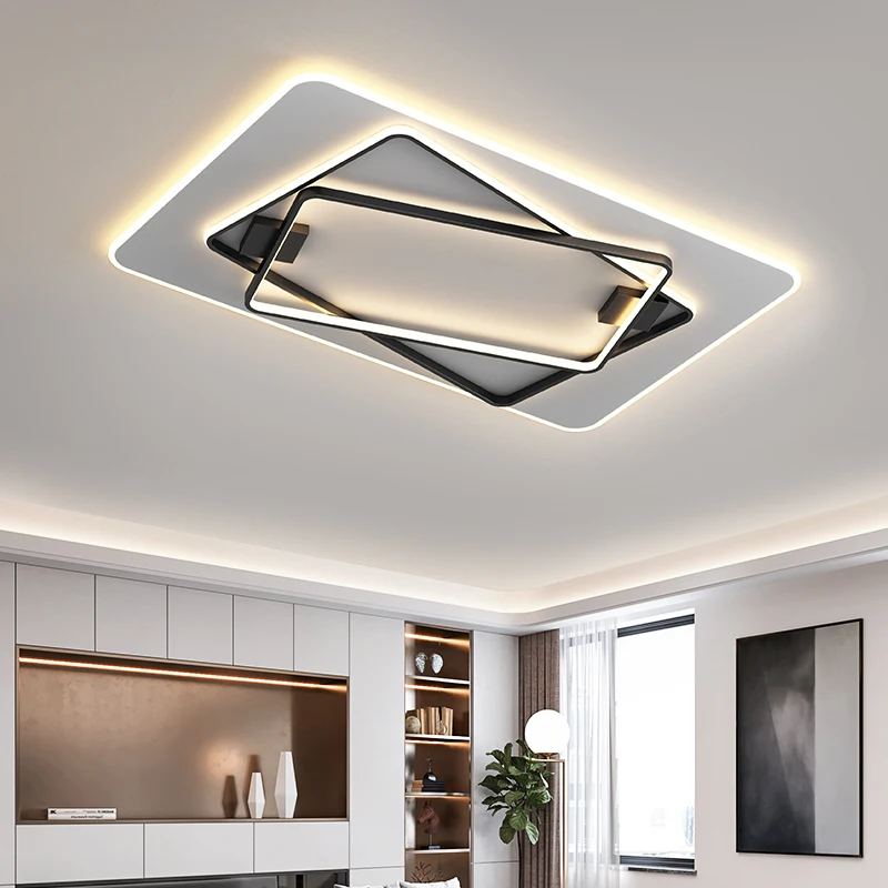 Modern Simple Living Room Rectangular LED Ceiling Lights Nordic Whole House Home Lamps For Bedroom Package Lighting Combination