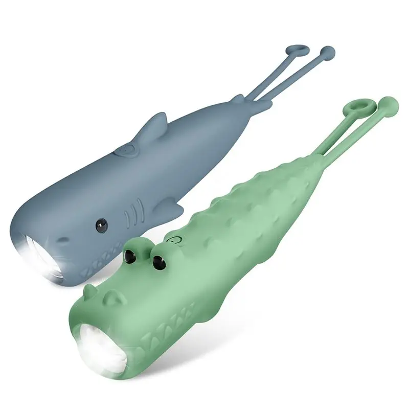 FAST-Kids Rechargeable Flashlights 2 Pack- Cute Silicone Shark& Crocodile Torch, Ideal Camping Gift For Boys Girls