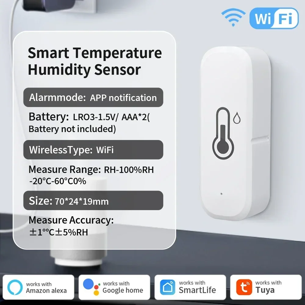 Voor Tuya WiFi/Zigbee 3.0 Temperatuur-vochtigheidssensor Smart Home Indoor Hygrometer Thermometer Real-time Monitor Google Home - afbeelding 1