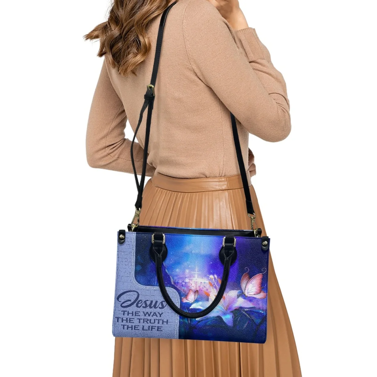 Imagem -03 - Bolsa de Couro pu para Mulheres Bolsa Personalizada Bolsas Femininas Personalizado Jesus o Caminho a Razoável a Vida Cristã e Cristã Casual Rua