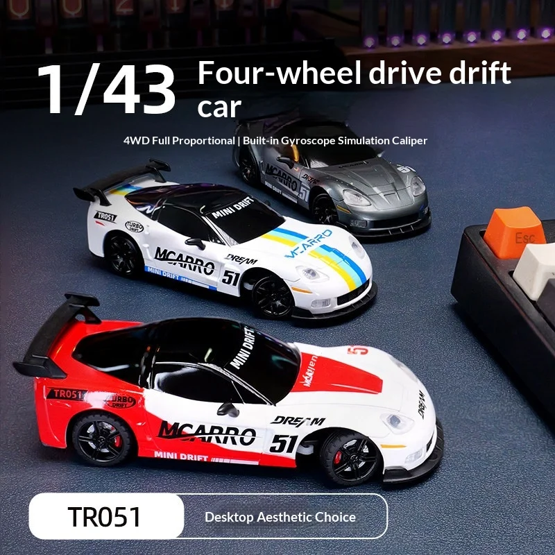 TR051 1/43 Scale 4WD Full Scale Drift Rc Racing Car High Low Speed Metal Built In Gyro Simulation Remote Control Car