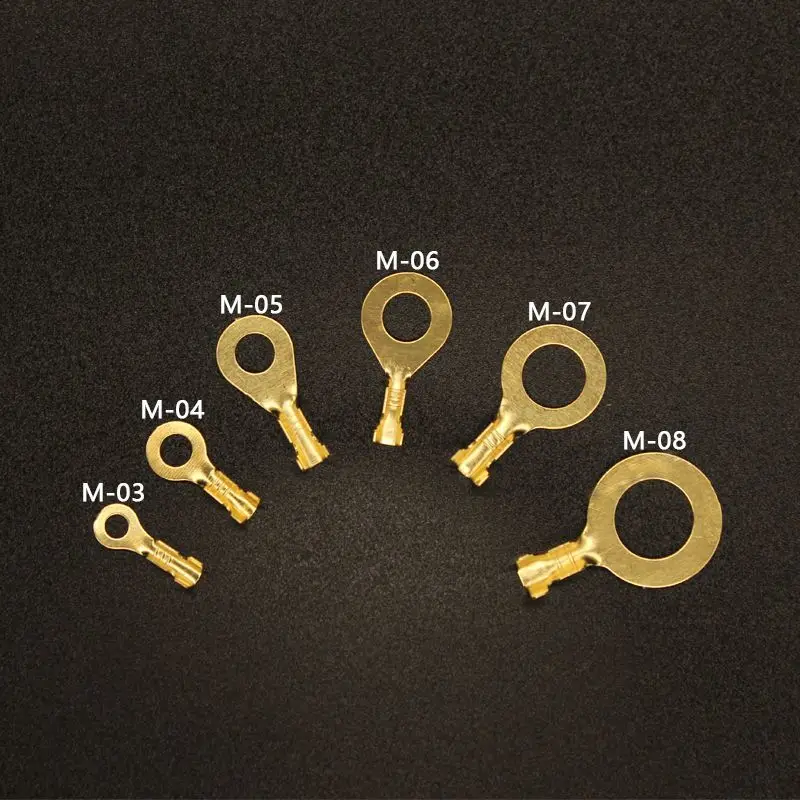 50 Pcs/Lot 2.8/4.8/6.3mm OT m3 m4 m5 m6 Female and Male Crimp Terminal Connector Gold Car Speaker Electric Wire Connectors Set