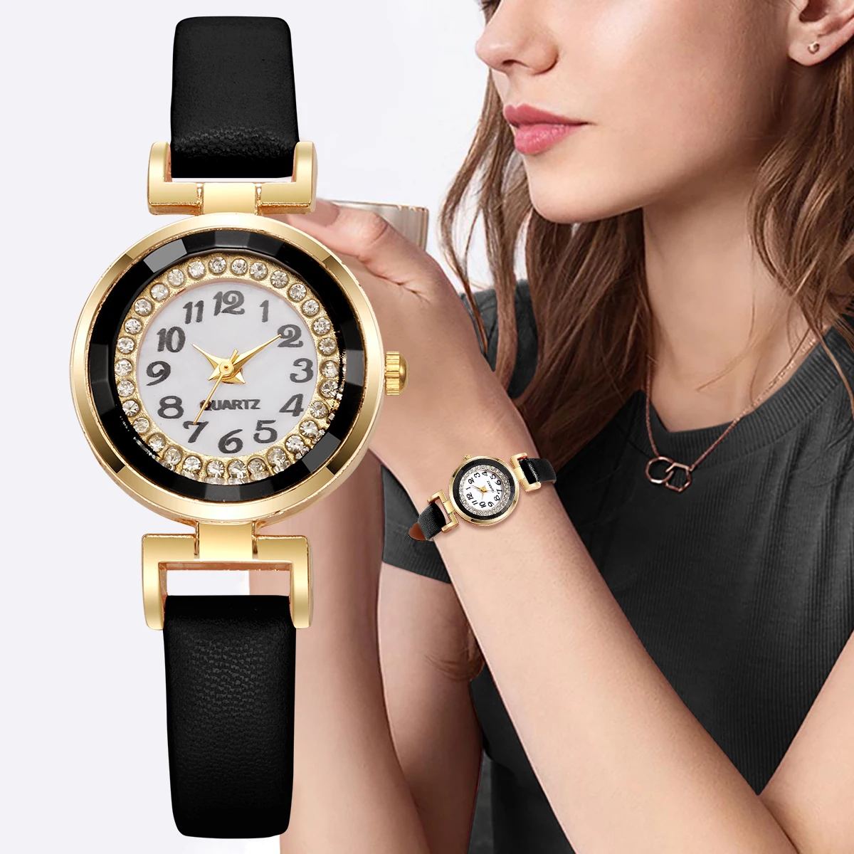 Fashion Small Arabic Women Watches Casual Leather Strap Quartz Watch for Girls Clock Reloj Mujer
