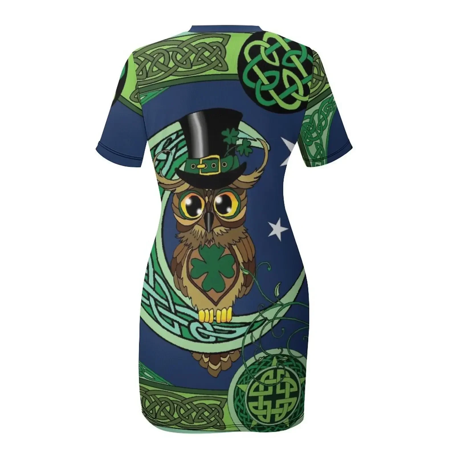Cute Irish Celtic Owl Short-Sleeved Dress summer clothes Woman fashion Dance dresses - view 5