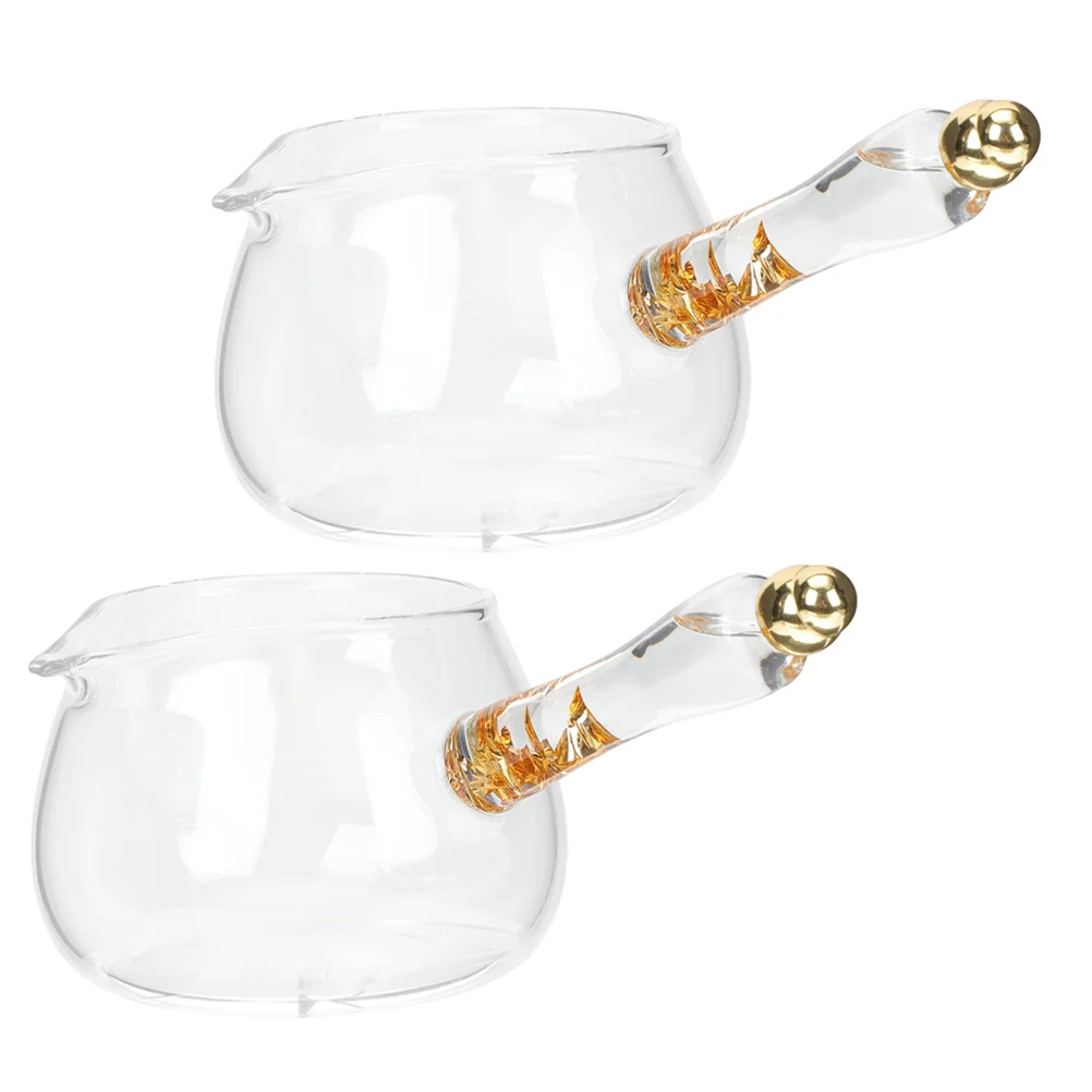

2 Pcs Pitchers for Drinks Stainless Steel Milk Jug Glass Tea with Lid Small Spout