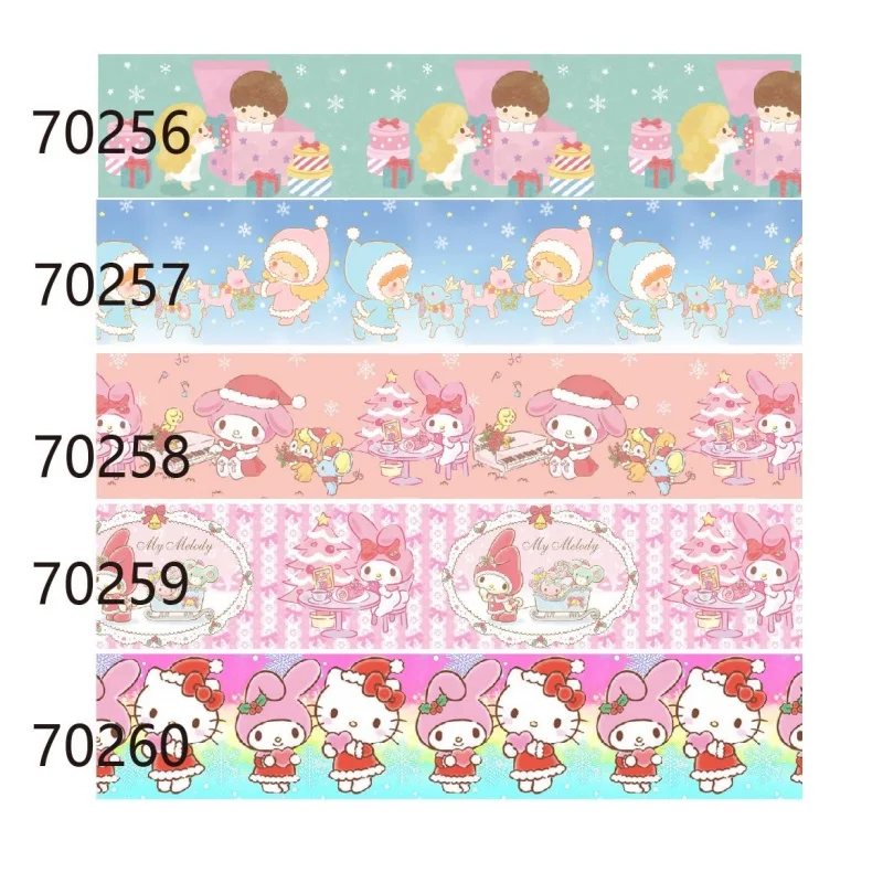 10yards My Melody Christmas Cartoon Grosgrain Ribbon 25mm for Holiday Bows DIY Craft Materials Accessories