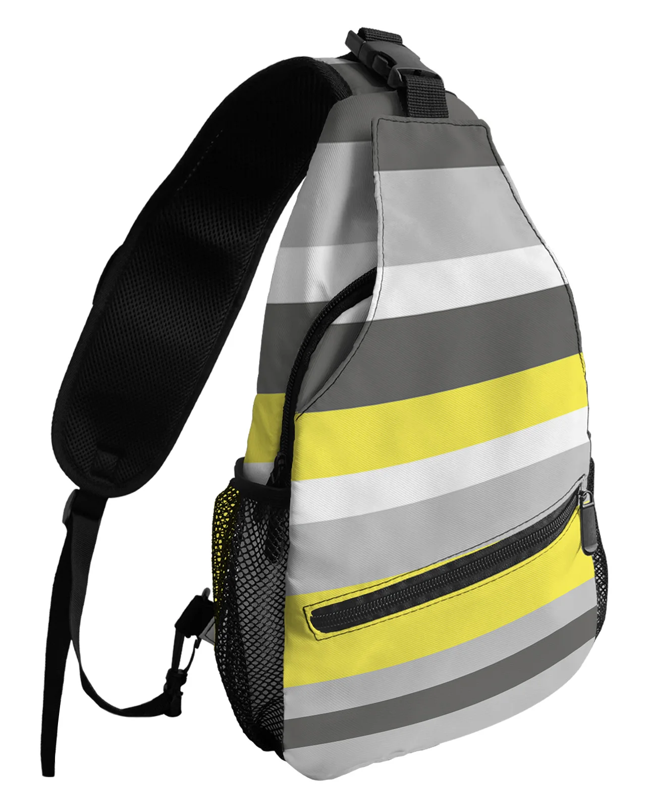 Yellow Gray Stripes Chest Bags For Women Men Waterproof Messenger Bags Female Travel Sport Adjustable One Shoulder Crossbody Bag