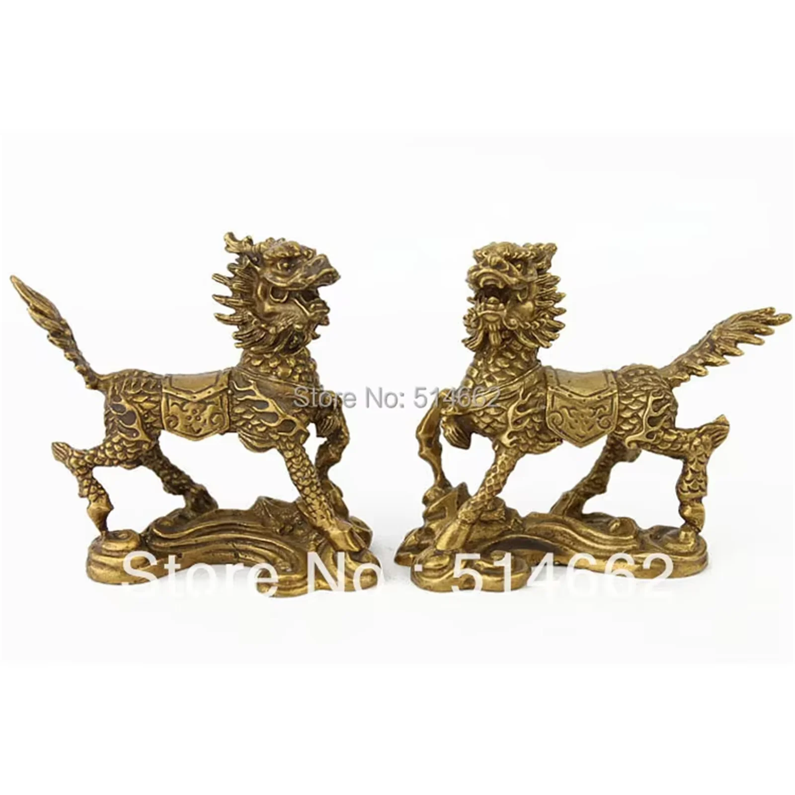 3 Inch Brass Feng Shui Pair TENGYUN CHILIN / chi lin M1186