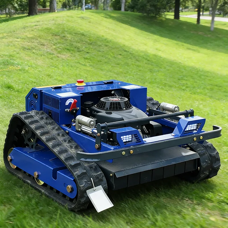 

Customized remote-controlled track-type lawn mower, high-power, all-terrain, suitable for clearing and mowing