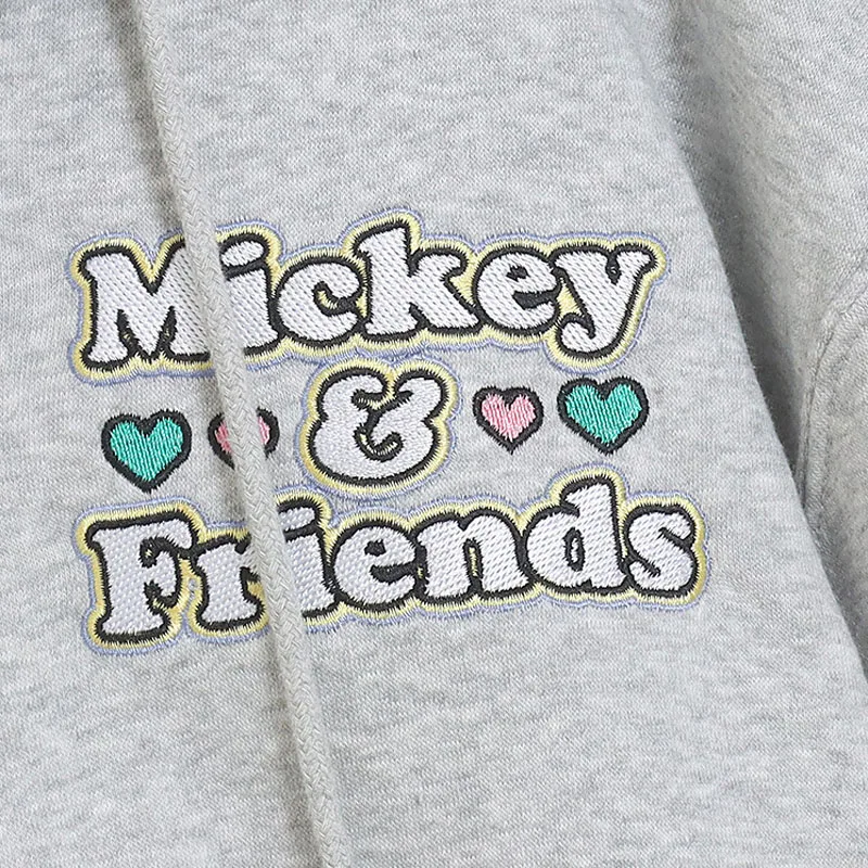 Disney Fleece Hooded Sweatshirt Women Zip Up Hoodies Jacket Mickey and Friends Embroidery Cartoon Jumper Tops Femme Streetwear