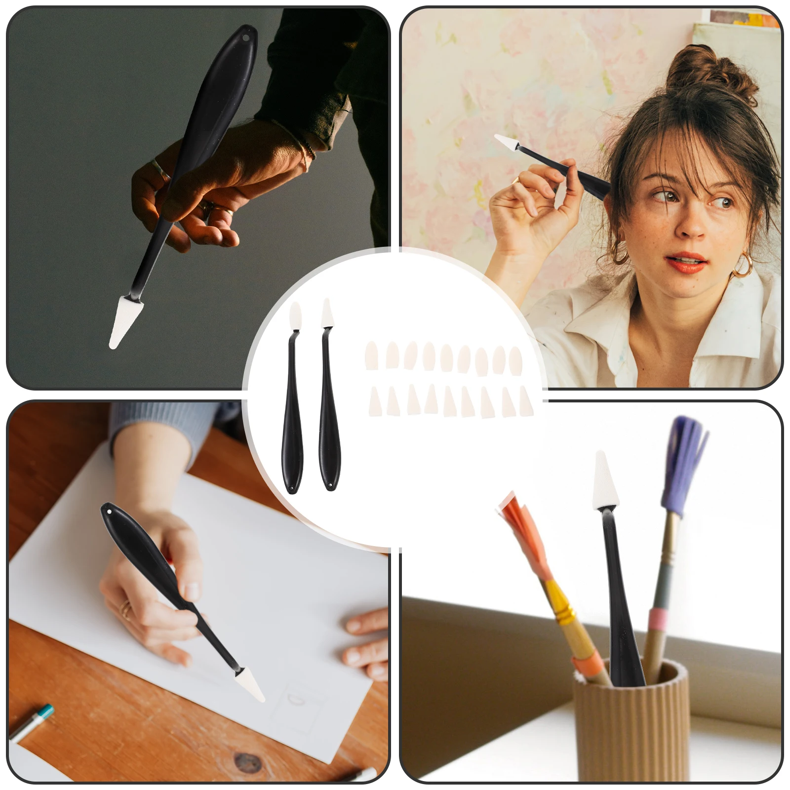 

2 Sketch Wiper Sets Black Correction Tool for Artists Drawing Supplies Student Blending Stumps Smudge Erase Rub Tools
