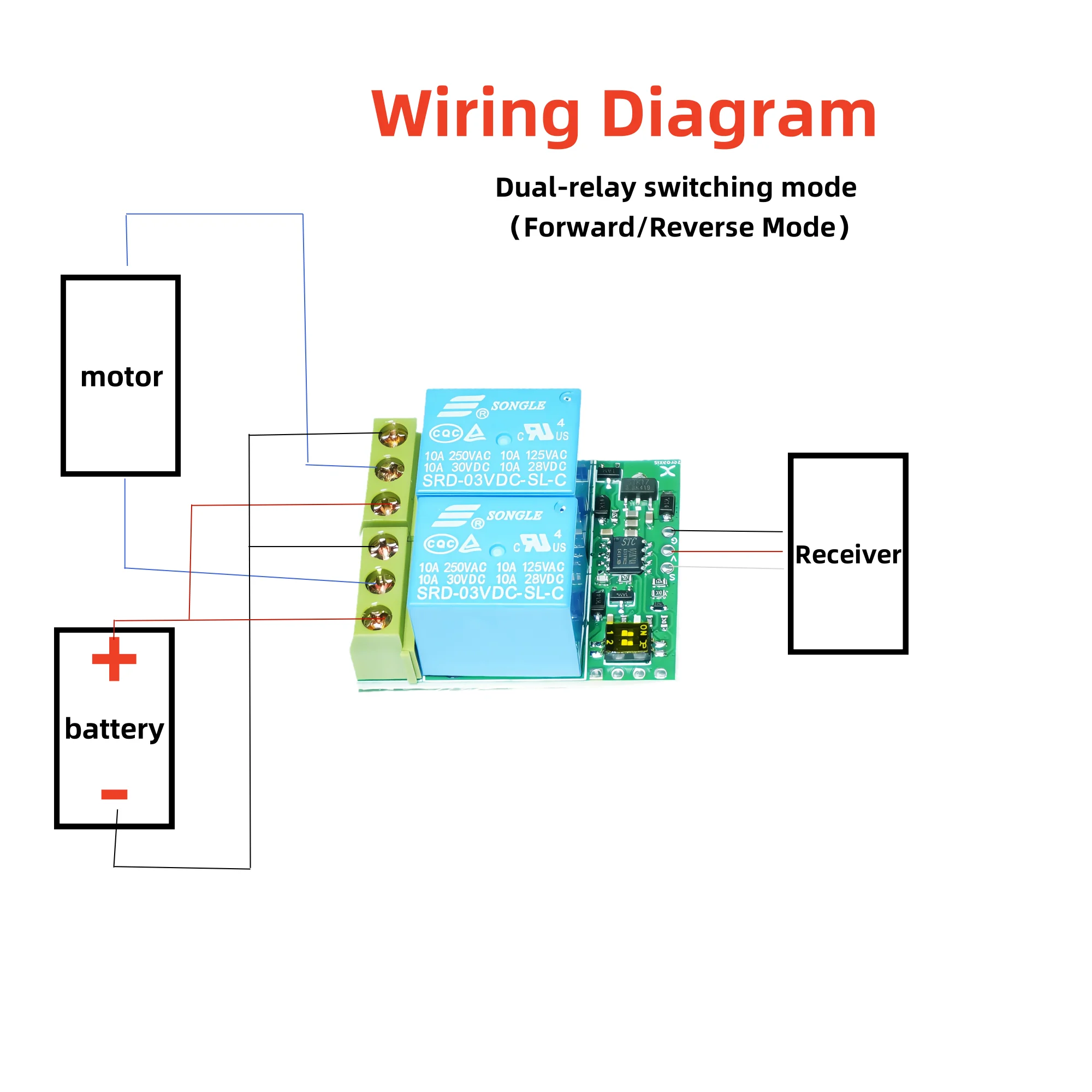 وحدة مرحل RC PWM ثنائية القناة 4.5 فولت-12 فولت للطائرة النموذجية/السيارة/القارب - مفتاح إلكتروني للتحكم عن بعد