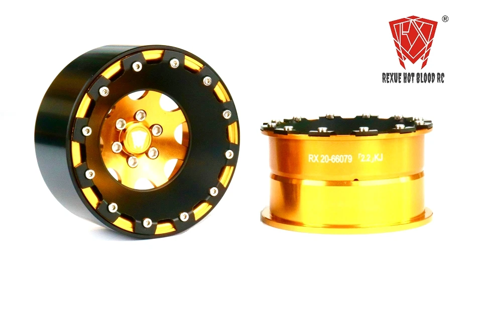 4 Uds. Llantas de aleación de aluminio 2,2 Beadlock para 1/10 RC Rock Crawler Axial SCX10 RR10 Wraith 90056 TRX4 TRX-6 cubo de rueda