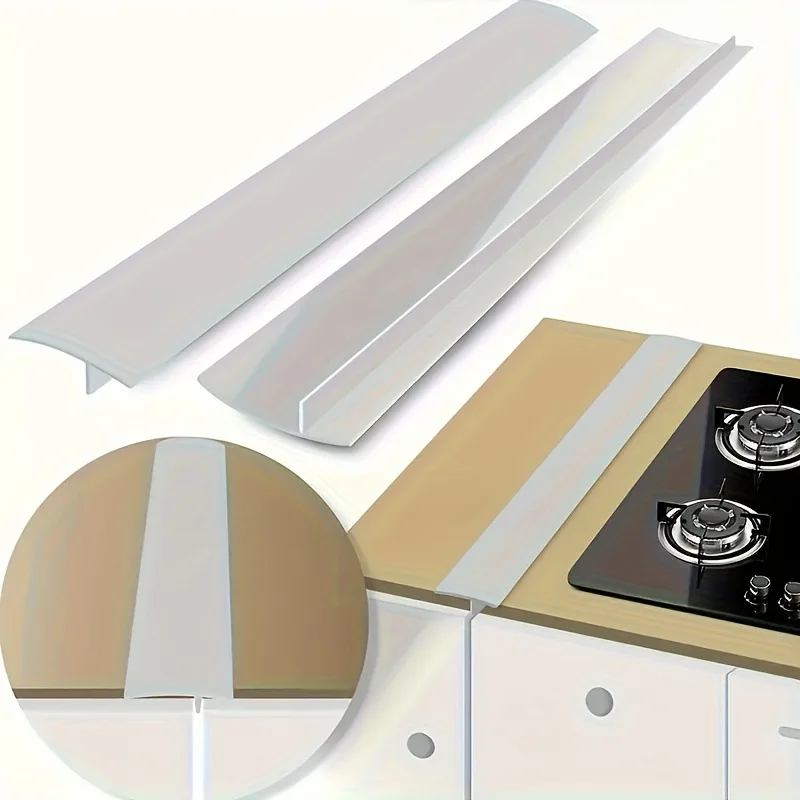 Silicone Sealing Strip, Gap Strip, Stove Gap Cover, Kitchen Oil-proof and Anti-fouling Strip, White, Black 5.5x53cm view 4
