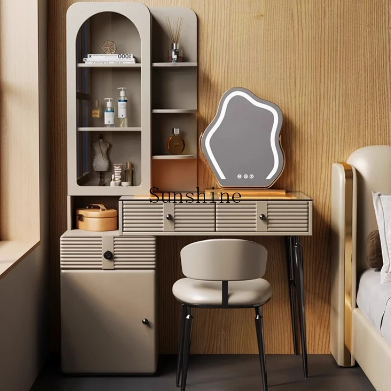 Light luxury bedroom solid wood telescopic two-in-one makeup table bookshelf