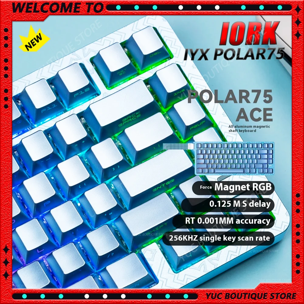 

НОВАЯ игровая клавиатура IYX POLAR75 HE с ЧПУ, алюминиевый корпус, АЦП Drict Link, 256 кГц, частота сканирования, 8 кГц, частота запуска, 0,125 мс, задержка ART DECO