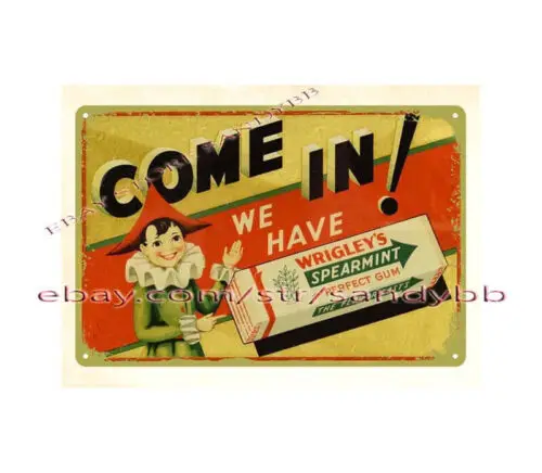 Letrero metálico de aluminio Wrigleys Spearmint Gum para decoración de oficina, bar, interior, hogar y jardín.