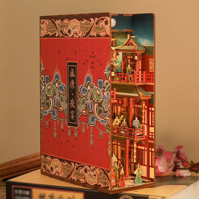 

Chinese Miniatures Bookshelves Doll House Book Nooks Decoration Girl Bookcase Dollhouse Furniture DIY Kit Children's Puzzle Toys