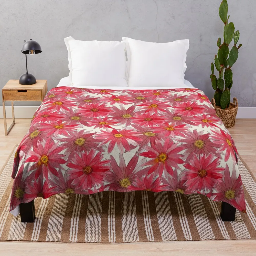 Simply Gerberas: red half drop watercolor flowers Throw Blanket Decorative Throw for babies Blankets