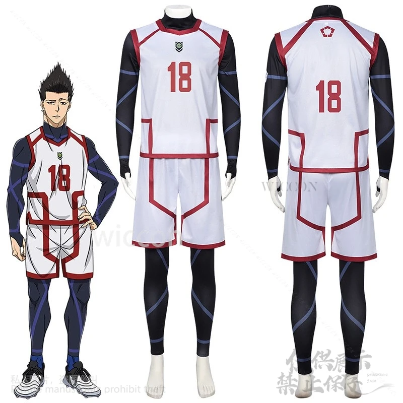 Blue ANIME Lock Cosplay Soccer Sports Suit For Men Isagi Rin Itoshi Football Sportswear Cos Uniform  Halloween Gifts Customized