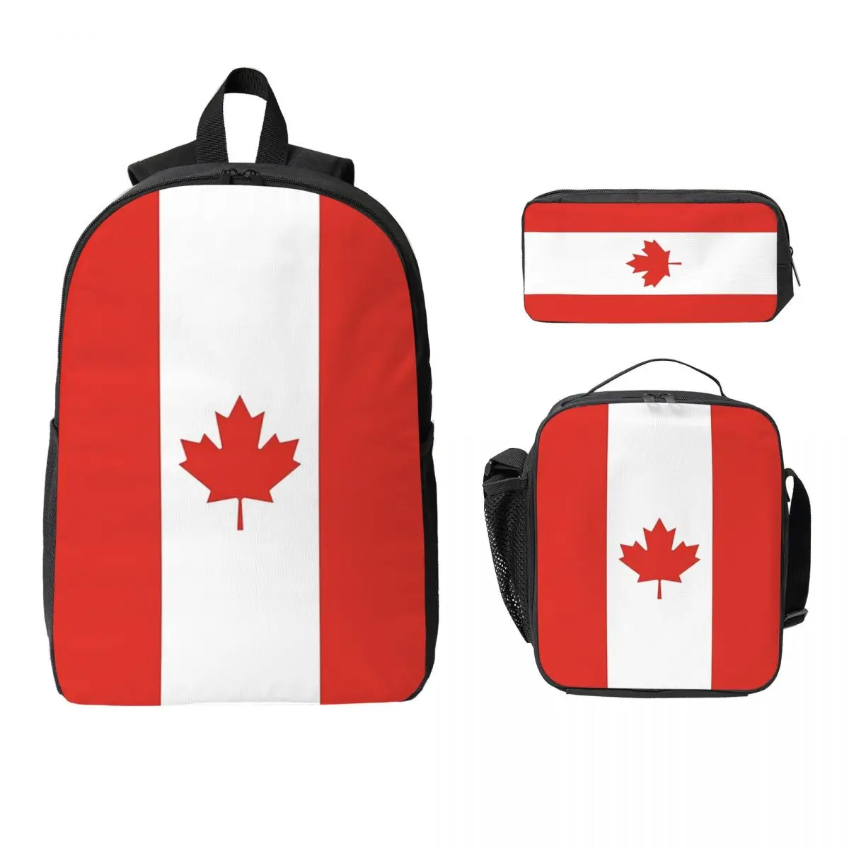 

Canada Flag National Culture Backpack Student BookBag School Bag Computer Shoulder Bags 3ps Insulated Lunch Bag Pencil Case