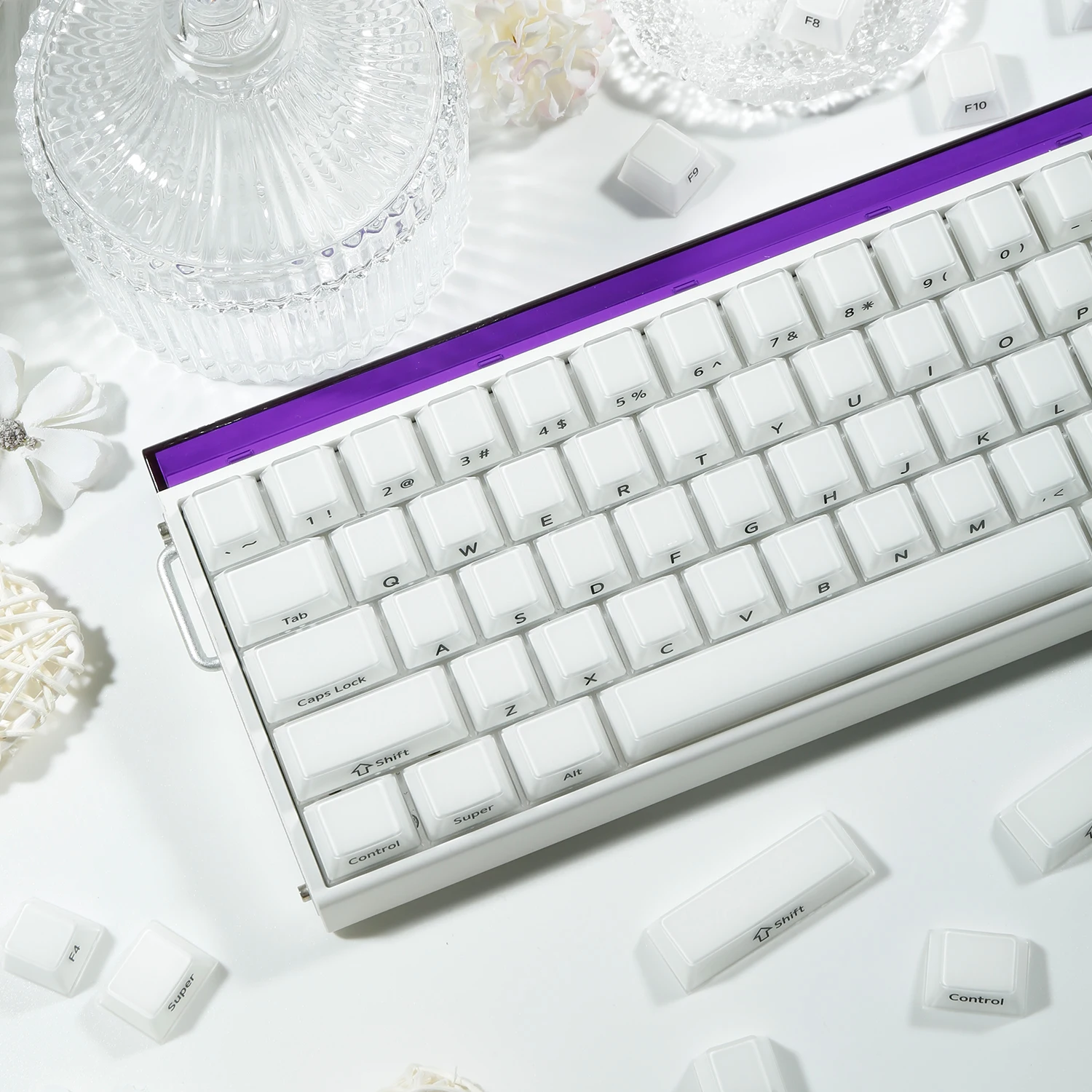 

Jelly Side Keycaps Ice Crystal Pink Cherry Profile for Cherry MX 61 68 Mechanical Keyboard 100 Key caps