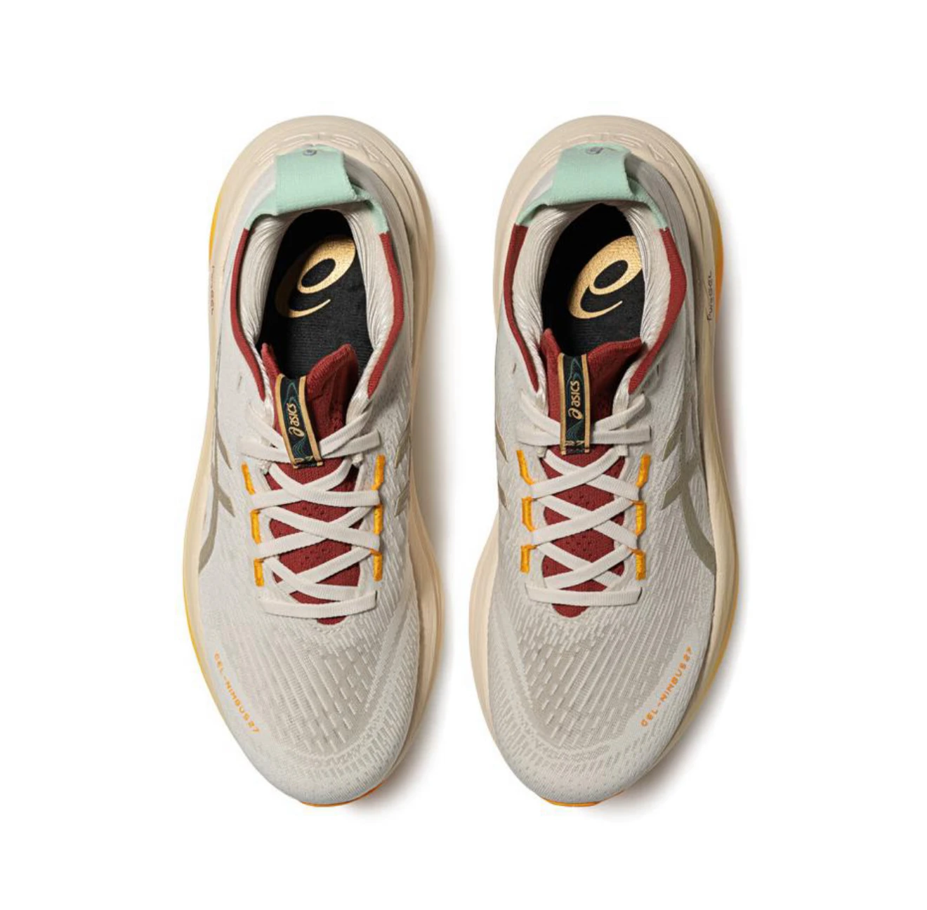 Asics Gel-Nimbus 27 نسيج مريح جلد صناعي قابل للتنفس منخفض القمة ماراثون احذية الجري للرجال