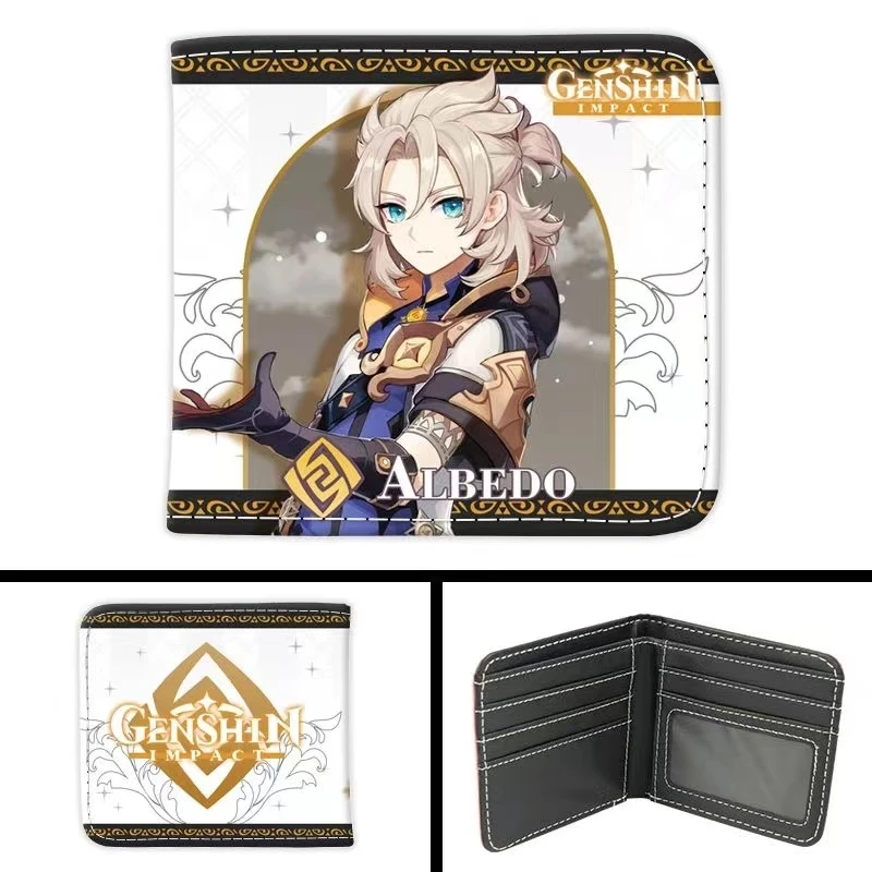 Аниме геншин ударт каэдехара казуха тартаглия Райден шогун кошелек для косплея монета двойного сложения высокий внешний уровень мультфильм