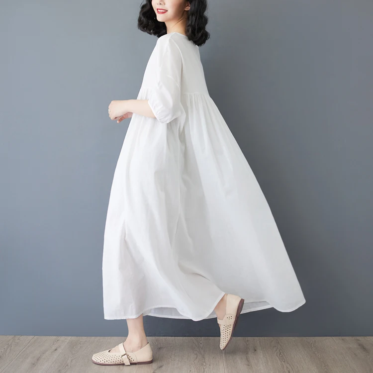 

Легкая дышащая хлопковая льняная длинная юбка-фонарь Све Dr большого размера для женщин Ele round Ne Holiday Sle с драпировкой