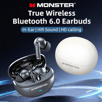 Monster MQT39 Earphones Wireless Bluetooth 6.0 TWS Noise Reduction Earbuds Gamer Sports Headset Hifi Stereo with Mic Headphones