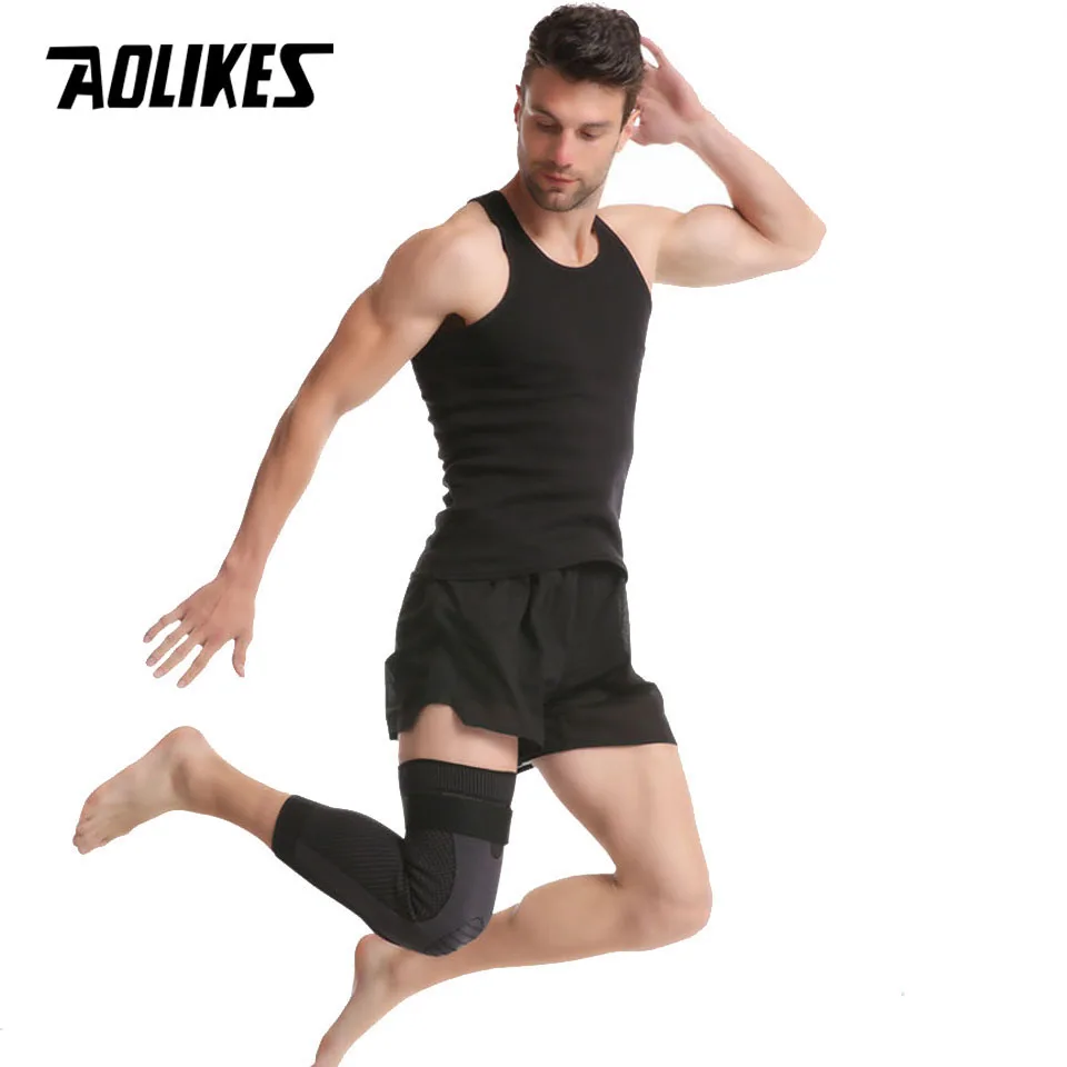 AOLIKES 1PCS Sports Knee Brace Long Sleeve Cycling Running Workout Gym Sports Knee Pad Fitness Compression Knee Support