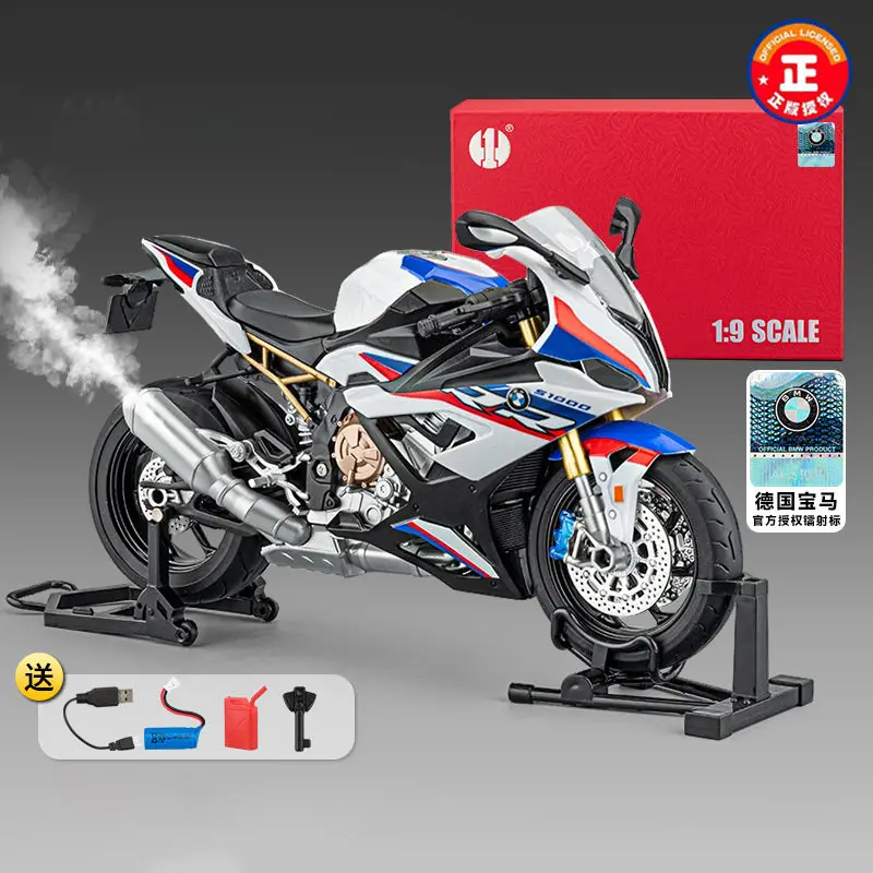 Key Start 1:9 S1000RR Alloy Street Sports Motorcycle Model Diecast Metal Track Racing Motorcycle Model Sound and Light Kids Gift image 3