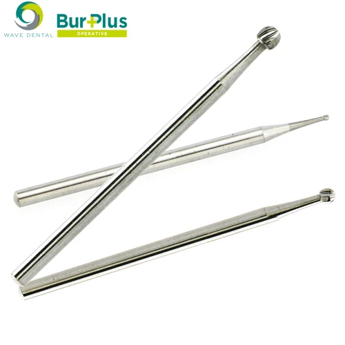 Imagen 2 del producto Fresas dentales onduladas, fresas redondas de carburo de tungsteno, brocas dentales para Cono de Nariz recta, pieza de mano HP 0,5 a 2,7mm, 5 unids/lote por paquete