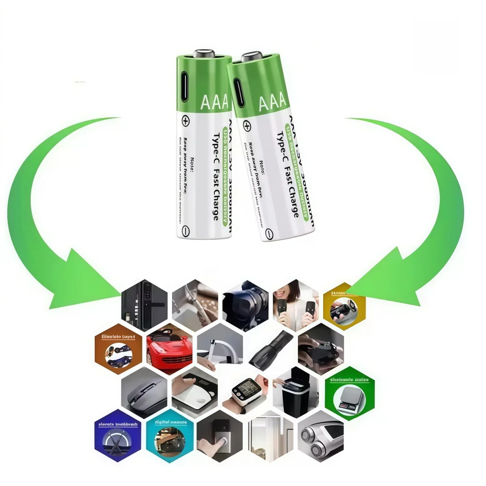 1.5 فولت AA 3800 مللي أمبير ، AAA 3000 مللي أمبير بطارية قابلة للشحن USB ليثيوم سعة كبيرة الماوس قفل ببصمة الإصبع مقبض شحنه بسرعة #3