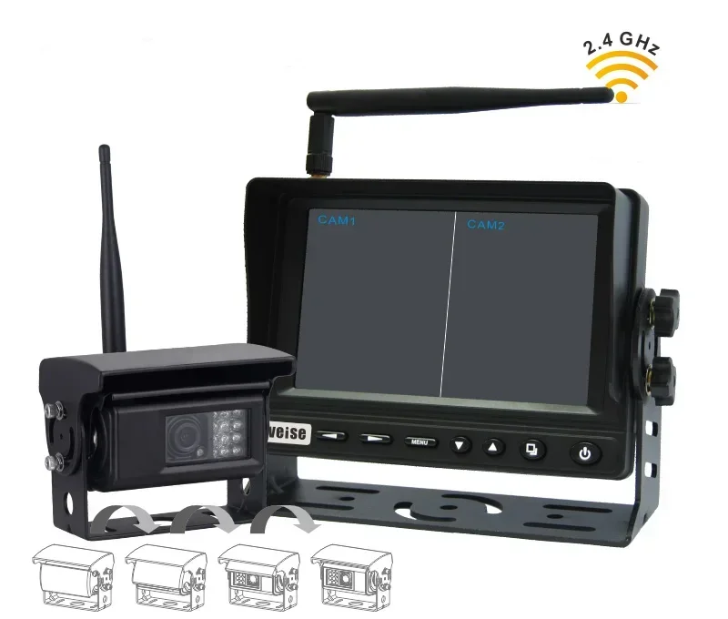 Wireless Surveillance Cameras And Monitor For Truck, Boat, Van, Crane, Trailer, Heavy Equipment With IR Night Vision