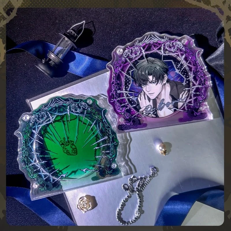 Thorn Lock Heart Acrylic Badge Display Brick for 58/65/75mm Pins, Gothic Storage Frame for Anime Kpop Collectibles Desk Decor