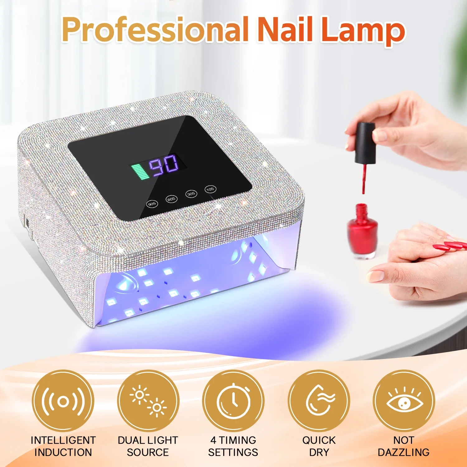 Oplaadbare nagellamp Professionele gellakdroger Draadloze manicuremachine Draadloze nagel UV LED-lamp