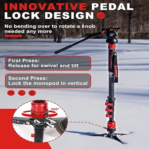 Imagen 2 del producto IMEAGE Cobra 3 C180F-P + MP3O cabeza esférica panorámica, monopié de viaje de fibra de carbono con pies, carga útil de 17,64 lbs, 71""